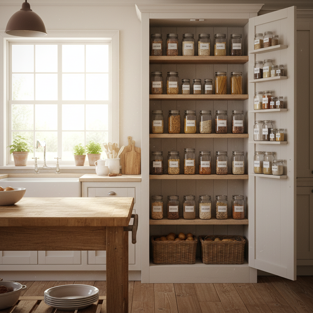 Why Your Farmhouse Pantry Cabinet Feels Chaotic No Matter How Much You Tidy It