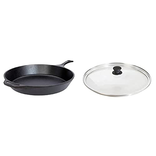 15 Inch Cast Iron Pre-Seasoned Skillet with Tempered Glass Lid