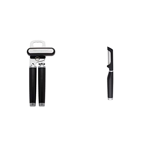 Classic Multifunction Can Opener/Bottle Opener, 8.34-Inch, Black & KE112OHOBA Classic Euro Peeler, One Size Black 2