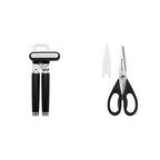 Classic Multifunction Can Opener/Bottle Opener, 8.34-Inch, Black & All Purpose Shears with Protective Sheath, One Size, Black