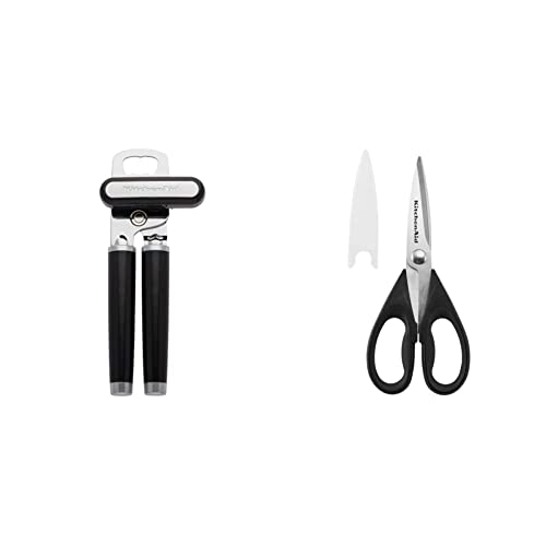 Classic Multifunction Can Opener/Bottle Opener, 8.34-Inch, Black & All Purpose Shears with Protective Sheath, One Size, Black