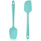 600ºF Heat Resistant Silicone Spatula Spoonula Set of 2, Aqua Sky