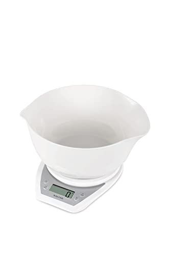 Digital Electronic Kitchen Scales - 2 Litre Dual Pour Mixing Bowl, Perfect for Cooking, Baking, Food/Liquid Weighing, Easy Read Display, Metric/Imperial, 15 Year - White with White Bowl - view 3