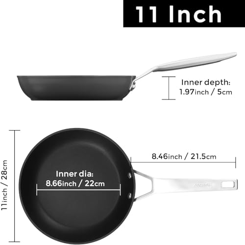 11 Inch Nonstick Frying pan, Grey Large Cooking Pan Titanium Skillet - view 3