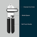 Manual Can Opener, Super Sharp Sandvik 12C27 Blade, Handheld Can Opener with Magnet, Smooth Edge Cut, Soft Grip, Oversized Knob for Seniors & Arthritis, Easy to Use, Black - view 4