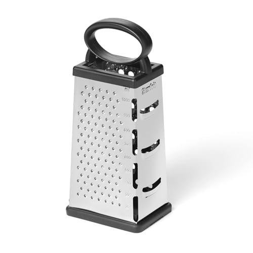Stainless Steel 4-Sided Box Grater with Removable Base Cover and Measuring Cup - Corner Cut-Outs to Measure Output - view 5