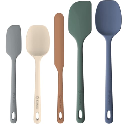 5 Pieces Silicone Spatulas Set, Heat Resistant Rubber Spatula