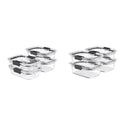 Brilliance Glass Storage Set of 4 Food Containers, Clear & Brilliance Glass Storage 3.2-Cup Food Containers with Lids, 4-Pack (8 Pieces Total), BPA Free and Leak Proof, Medium, Clear