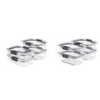 Brilliance Glass Storage Set of 4 Food Containers, Clear & Brilliance Glass Storage 3.2-Cup Food Containers with Lids, 4-Pack (8 Pieces Total), BPA Free and Leak Proof, Medium, Clear
