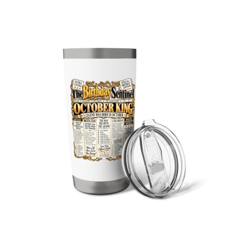 October Birthday King Born October Man Front Page Newspaper Stainless Steel Insulated Tumbler - view 5
