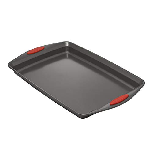 Nonstick Bakeware with Grips includes Nonstick Bread Pan, Baking Pan, Cake Pans and Cookie Sheet / Baking Sheet - 5 Piece, Gray with Red Grips - view 5