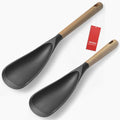 Cooking Spoons, Nonstick Silicone Spatula Spoon Set, 11"+13", Black
