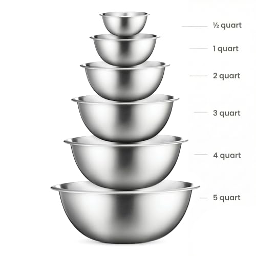 Stainless Steel Mixing Bowls Set, 6-Piece Metal Bowls - view 2