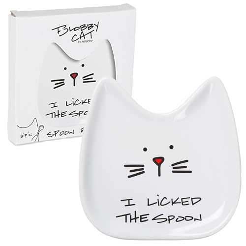 Blobby Cat, Cat Spoon Rest"I Licked the Spoon", 5", White