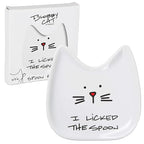 Blobby Cat, Cat Spoon Rest"I Licked the Spoon", 5", White