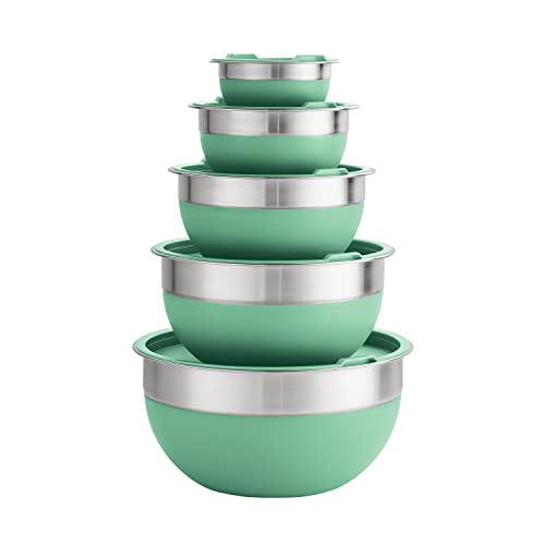 10 Pc Covered Stainless Steel and Silicone Mixing Bowl Set