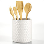 Ceramic Utensil Holder for Kitchen Counter w/ Anti-Slip Base 5.5"W x 6.5"H