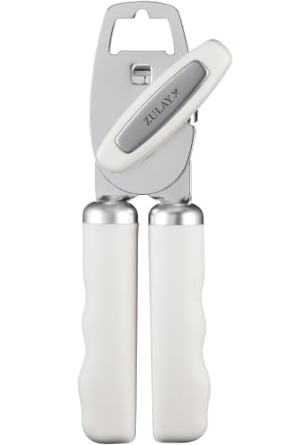 Manual Can Opener Heavy Duty Patented Stainless Steel, White