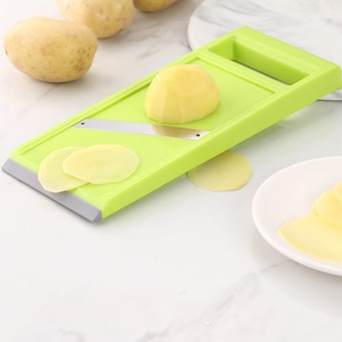 Plastic Vegetable Chip Maker with Stainless Steel Blades,Durable Yellow Vegetable Chopper,Easy to Clean,Multipurpose Potato Chip Slicer for Kitchen Cooking - view 3