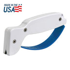Knife & Tool Sharpener, Restores, Hones & Sharpens Straight & Serrated Knives, Hand-Held Tungsten Carbide Sharpening Tool, White & Blue, 1 Pack - view 2