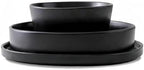 Stone Lain Celina Stoneware 12-Piece Dinnerware Set, Cereal and Pasta Bowls, Black, Coupe