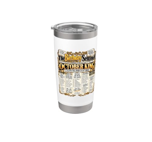 October Birthday King Born October Man Front Page Newspaper Stainless Steel Insulated Tumbler