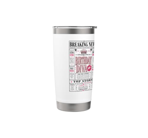 Funny Happy Birthday Diva Newspaper Front Page Headliner Stainless Steel Insulated Tumbler - view 3
