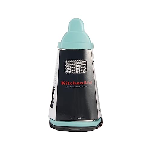 Gourmet 4-Sided Stainless Steel Box Grater for Fine, Medium and Coarse Grate, and Slicing, Detachable 3 Cup Storage Container and Measurment Markings, Dishwasher Safe, 10 inches tall, Aqua - view 6