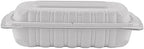 TIYA Clamshell Food Containers - White Bulk 200 Pack, 9x6 in - BPA-Free Plastic To-Go Containers - Microwavable, Hinged, Tall Clamshells Reusable Packing- Great for Meal Prep