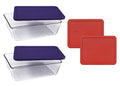 7212 11-Cup Dishes W/Dark Blue & Red Lids (2-Pack) - Made in USA