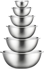 Stainless Steel Mixing Bowls Set, 6-Piece Metal Bowls