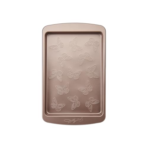 Butterfly Stamp Small Baking Sheet Carbon Steel Nonstick Bakeware with Textured Butterfly Design, Durable Rolled Rim, Oven Safe to 450F, Perfect for Cookies, Pastries and Pizza - view 6