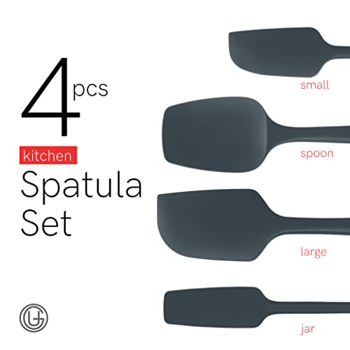 Silicone Spatula Set 600°F - High Heat Resistant Nonstick, Small and Large Kitchen Spatulas - Flexible BPA Free Professional Grade Cookware - Utensils for Cooking, Baking, Mixing(4 Pcs, Grey) - view 2