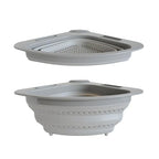 Collapsible Corner Colander – Space-Saving Over Sink Strainer, 3.5 Qt, Grey