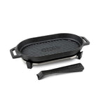 Cast Iron Grizzler Pan - Grill Frying Pan, 12" x 6" Griddle Plate with Removable Handle and Stainless Steel Trivet, Pre-Seasoned Non-Stick Oven Safe Cookware, Pizza Oven and BBQ Accessories - view 2
