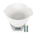 Digital Electronic Kitchen Scales - 2 Litre Dual Pour Mixing Bowl, Perfect for Cooking, Baking, Food/Liquid Weighing, Easy Read Display, Metric/Imperial, 15 Year - White with White Bowl