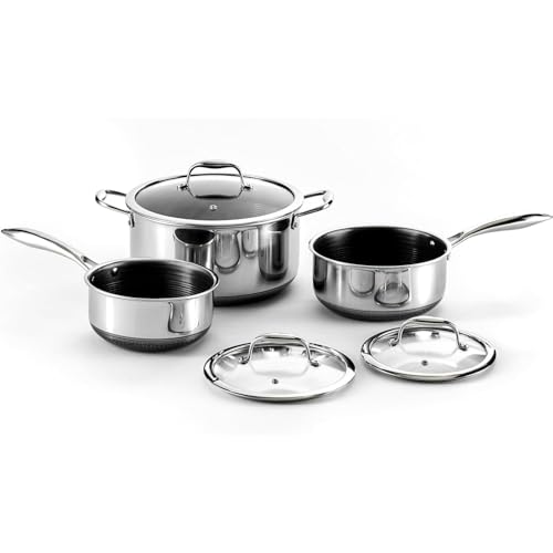 6pc Hybrid Nonstick Pot Set with Lids, 2, 3 & 8 Qt Pots