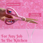 All Purpose Kitchen Shears, Premium Stainless Steel Blades with Ergonomic Soft Grip Handles, 2-Piece Set, Pink - view 3