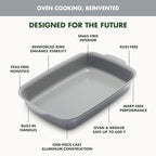 Premiere Ovenware Healthy Ceramic Nonstick 4 Piece Bakeware Set, PFAS-Free, Rectangular, Square, Quarter, Half Sheet Baking Pans, Warp-Free, Oven Safe to 600F, Dishwasher Safe, Gray - view 6