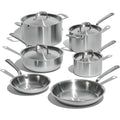 Cookware - 10 Piece Stainless Steel Pot and Pan Set - 5 Ply Clad - Includes Stainless Steel Frying Pans, Saucepans, Saucier and Stock Pot W/Lid - Professional Cookware - Crafted in Italy