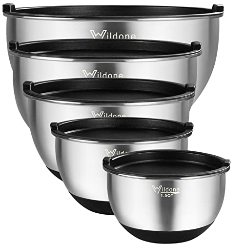 Mixing Bowls with Lids Set, Stainless Steel Mixing Bowls Set of 5