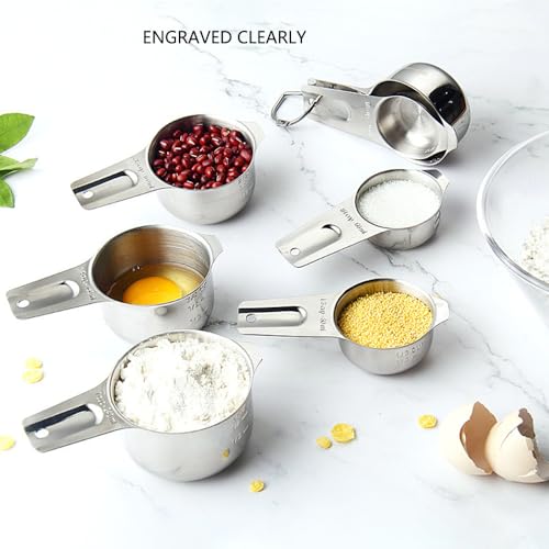 Measuring Cups and Spoons Set Heavy Duty 304 Metal Stainless Steel Measuring Cup Spoon Kitchen Gadgets for Cooking Baking (Set of 17) - view 4