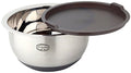 Mixing Bowl with Lid 5 L Back Fun, Mixing Bowl with Non-Slip Silicone Base and Flat Pouring Rim, Bowl Made of High-Quality Stainless Steel, Silver/Grey/Brown, Dishwasher Safe