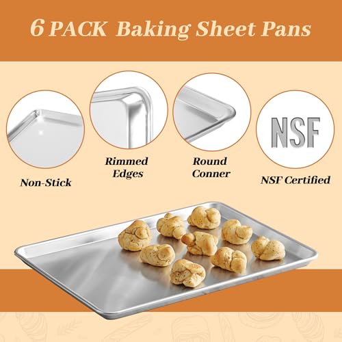 Aluminum Baking Sheet Pans, Half Size 18"x13", 6 Pack - view 4