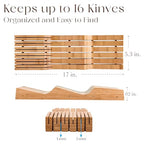 100% Pure Bamboo Knife Drawer Organizer, Knife Block - 16 Slots - view 2