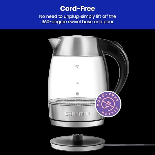 Teapot with Glass Carafe | 1.8 Liter Electric Kettle | 360 Degree Base | Stainless Steel - view 7
