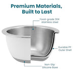 18/8 Stainless Steel Mixing Bowls Set with Lids,1.5,3 & 5 Qt,White - view 2