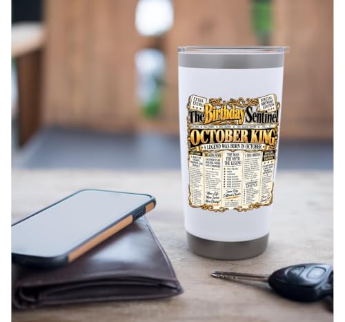 October Birthday King Born October Man Front Page Newspaper Stainless Steel Insulated Tumbler - view 7