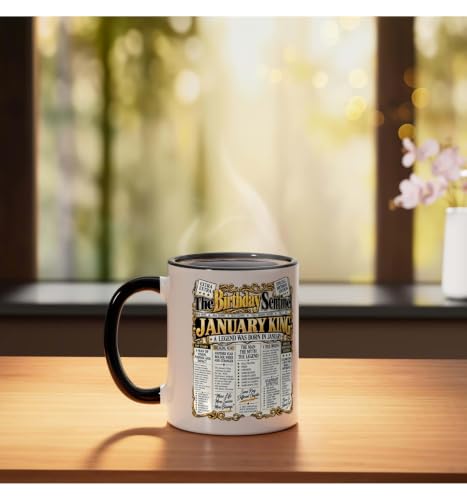 January Birthday King Born January Man Front Page Newspaper Ceramic Mug, Black/White, 11oz - view 3