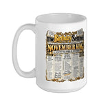 November Birthday King Born November Front Page Newspaper Ceramic Mug, White, 15oz